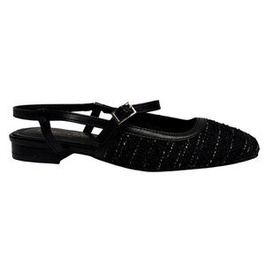 CHASE + CHLOE / Enki-1 / Black / Glitter/ Slingback Flats